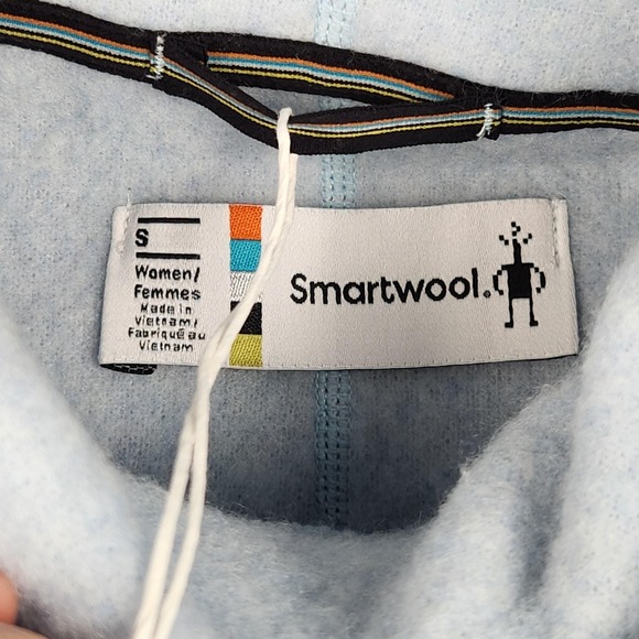 Smartwool Hudson Trail Fleece Pullover Womens Small Wool Blue Cowl‎ Funnel Neck - Picture 2 of 9
